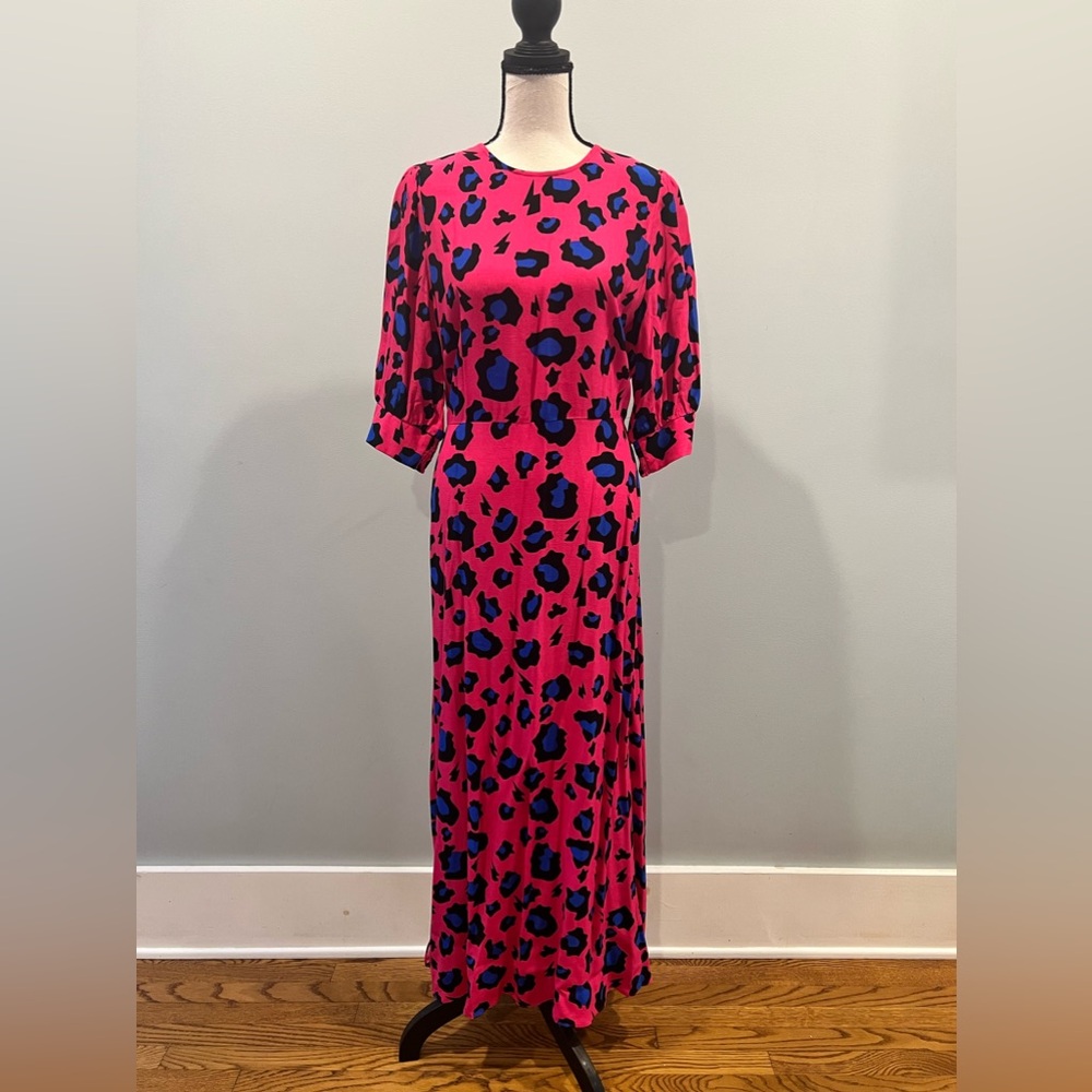 Hot pink, leopard print Scamp and Dude midi dress. Brand new never worn.
